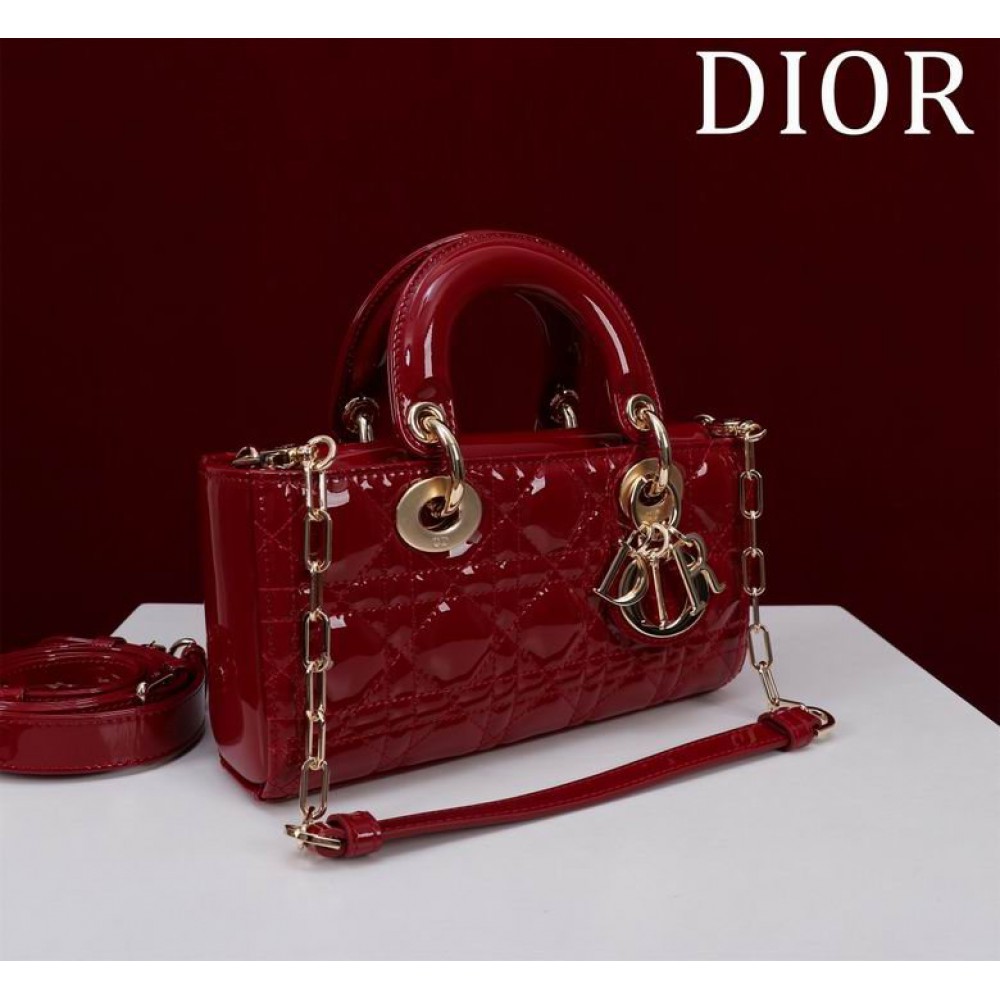 Dior Small Lady D-Joy Bag patent Lambskin 22 x 12 x 6 cm
