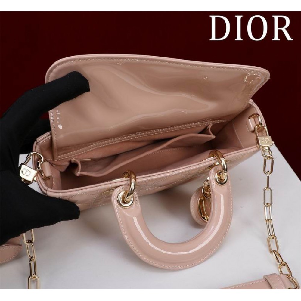 Dior Small Lady D-Joy Bag patent Lambskin 22 x 12 x 6 cm