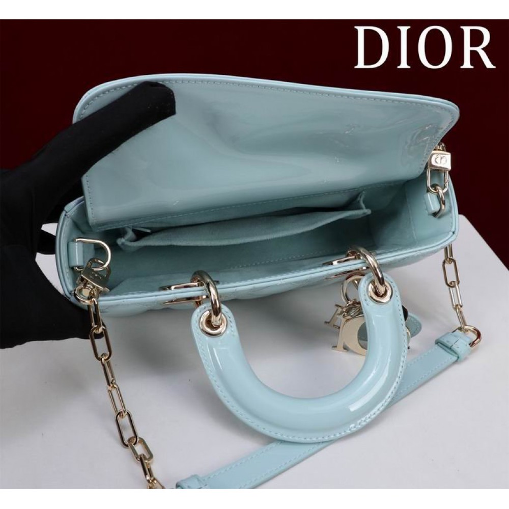 Dior Small Lady D-Joy Bag patent Lambskin 22 x 12 x 6 cm