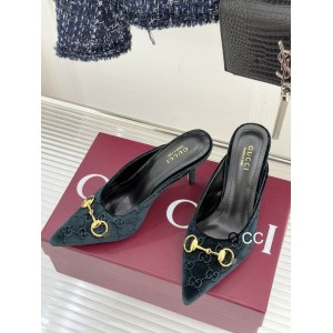 Gucci horsebit slingback mules velvet 36-41 8.5cm heel