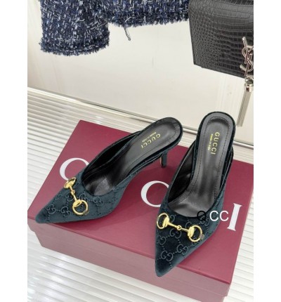 Gucci horsebit slingback mules velvet 36-41 8.5cm heel