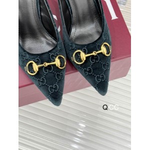 Gucci horsebit slingback mules velvet 36-41 8.5cm heel