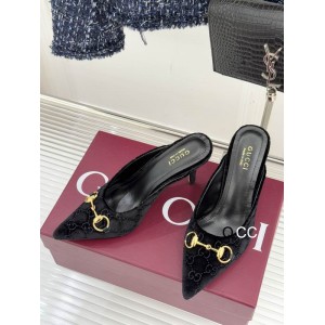 Gucci horsebit slingback mules velvet 36-41 8.5cm heel
