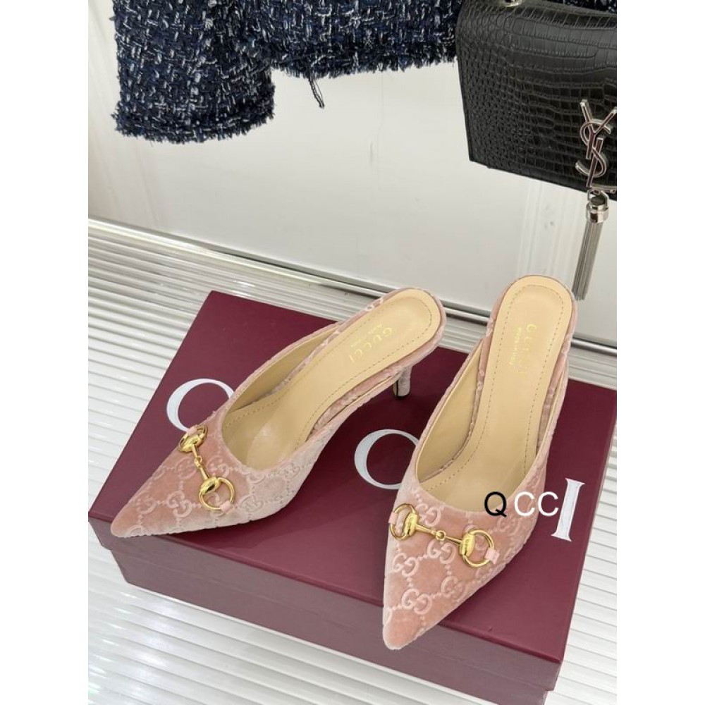 Gucci horsebit slingback mules velvet 36-41 8.5cm heel