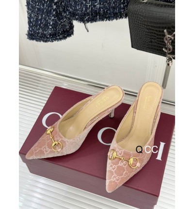 Gucci horsebit slingback mules velvet 36-41 8.5cm heel