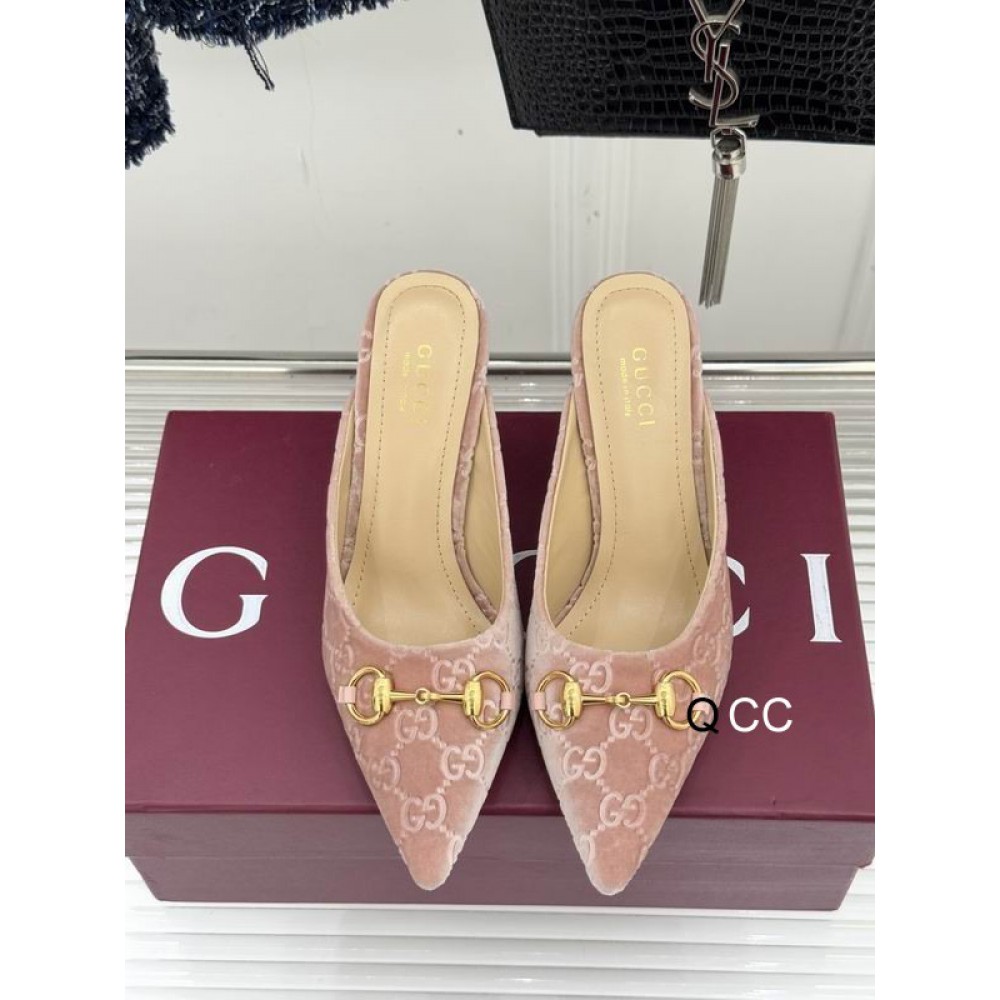 Gucci horsebit slingback mules velvet 36-41 8.5cm heel