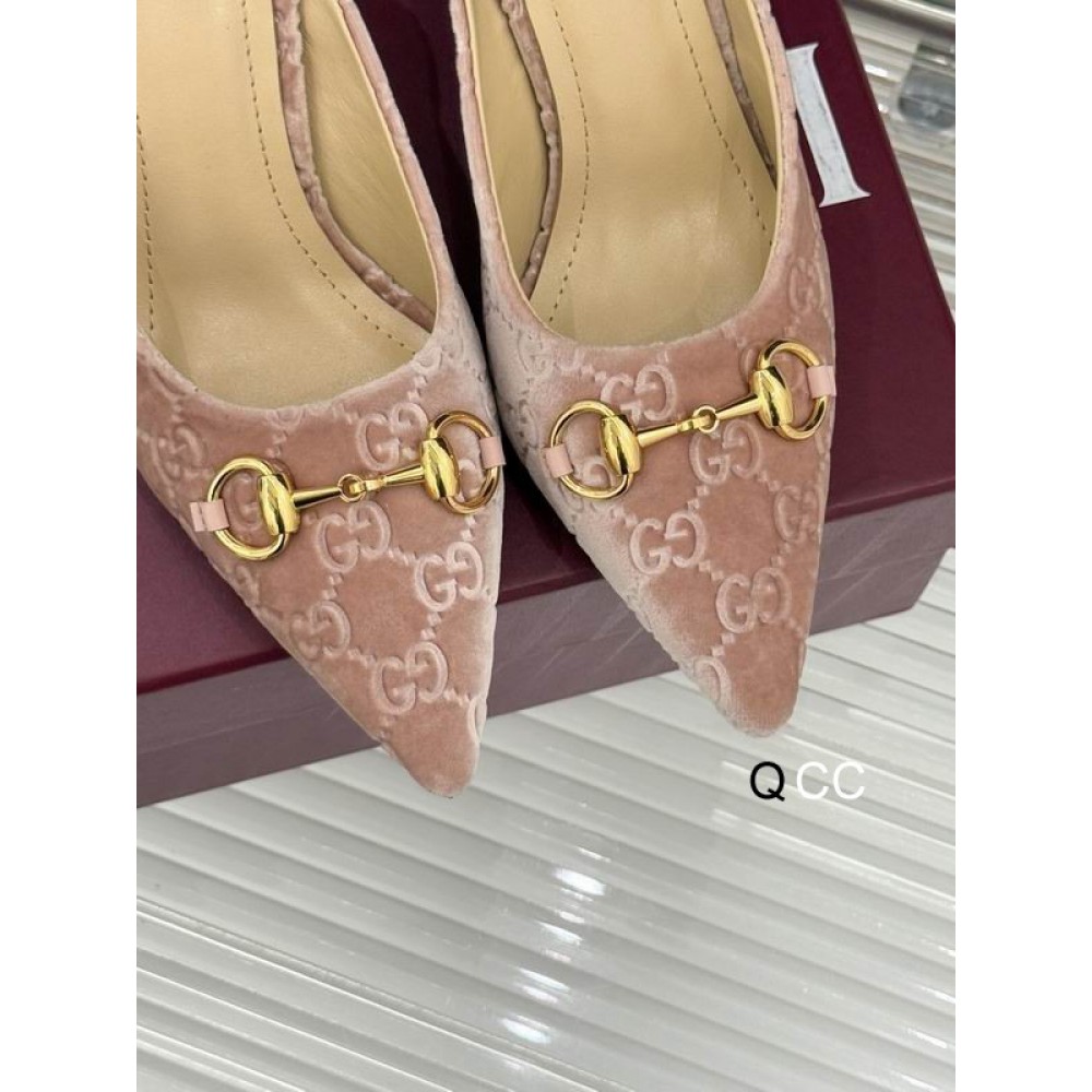 Gucci horsebit slingback mules velvet 36-41 8.5cm heel