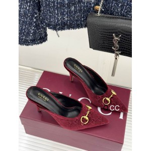 Gucci horsebit slingback mules velvet 36-41 8.5cm heel