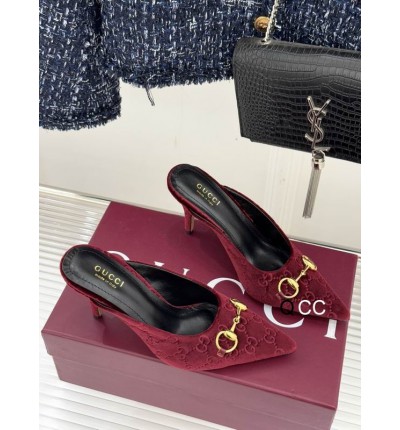 Gucci horsebit slingback mules velvet 36-41 8.5cm heel