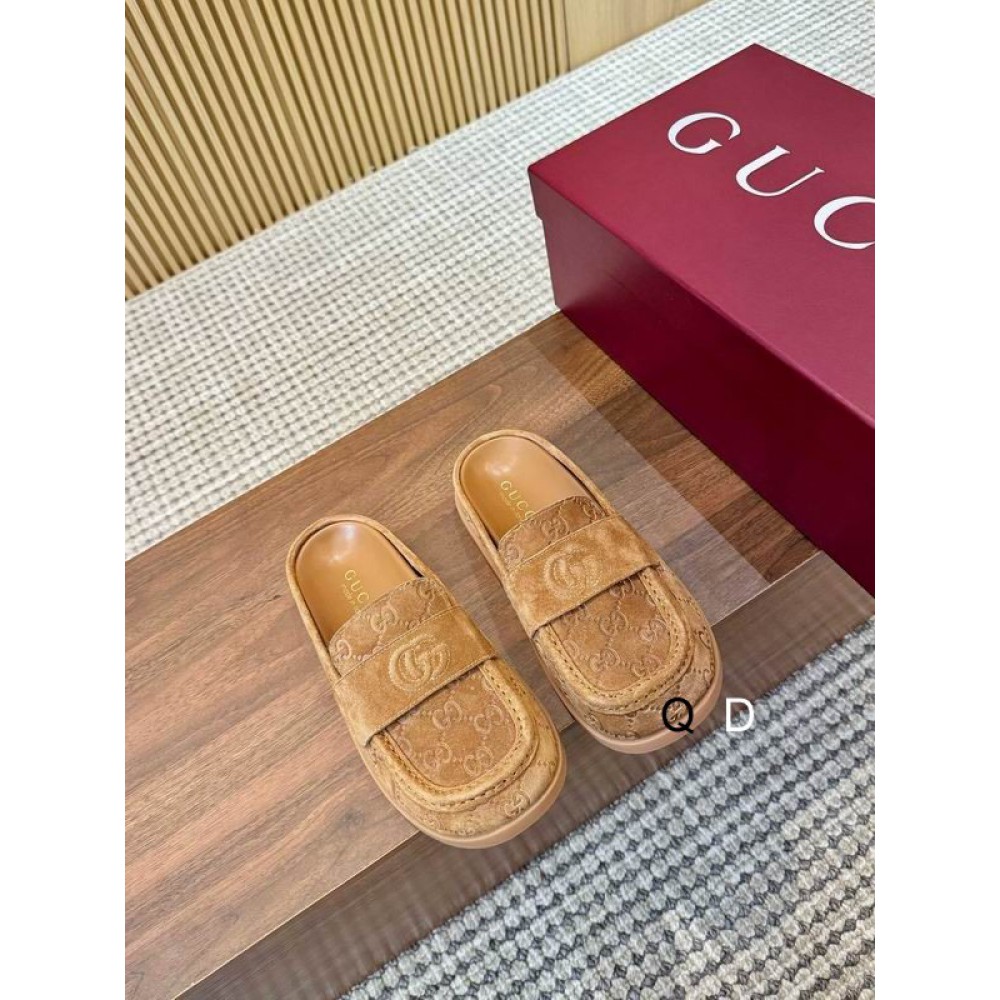 Celia Debossed suede mules brown 35-42 Shoes