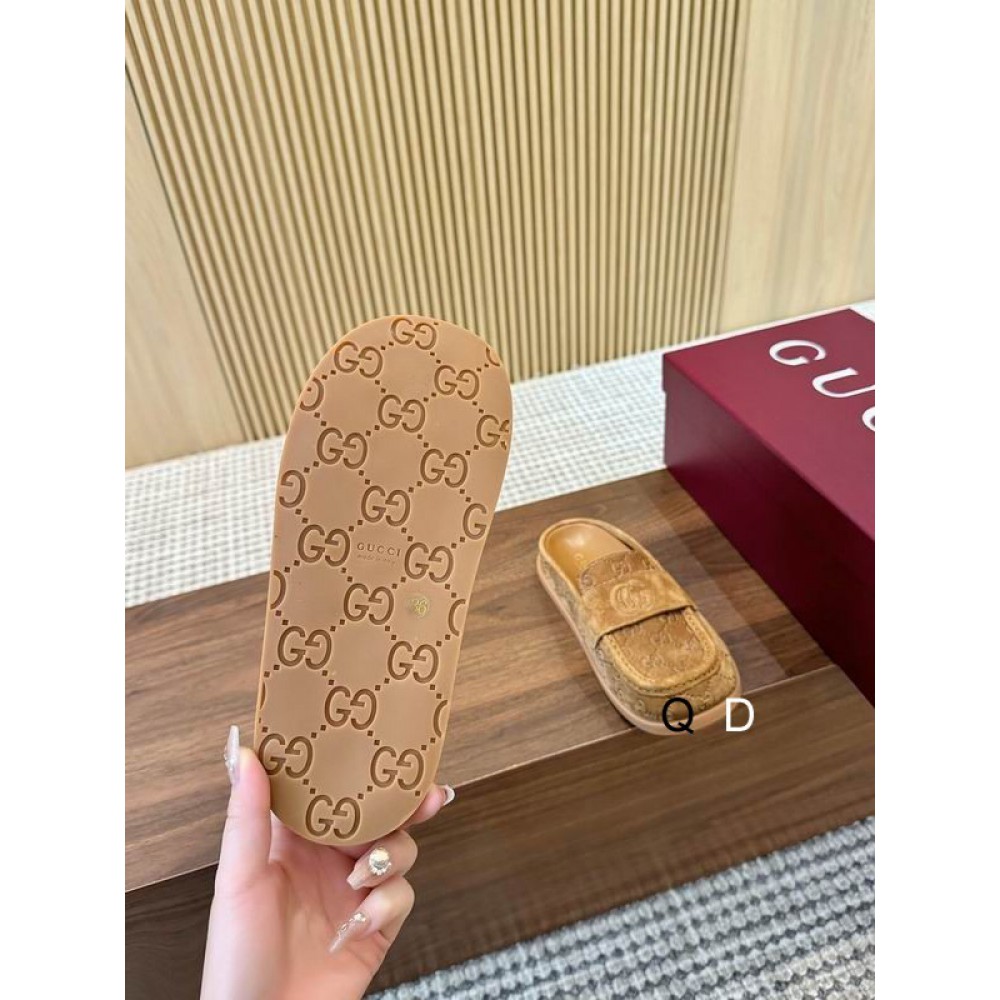 Celia Debossed suede mules brown 35-42 Shoes