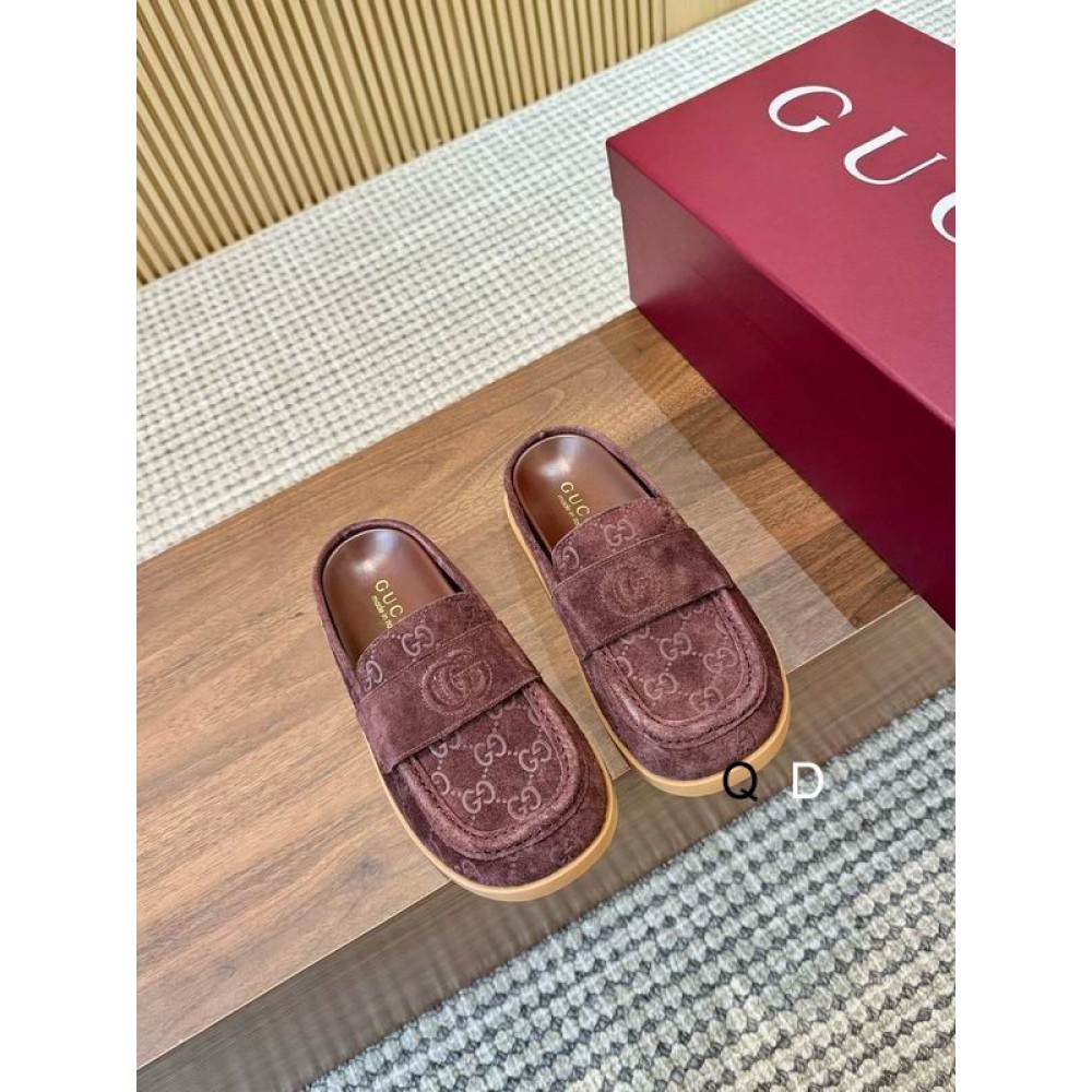Celia Debossed suede mules brown 35-42 Shoes