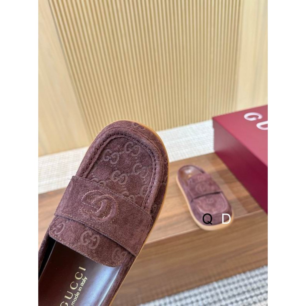 Celia Debossed suede mules brown 35-42 Shoes