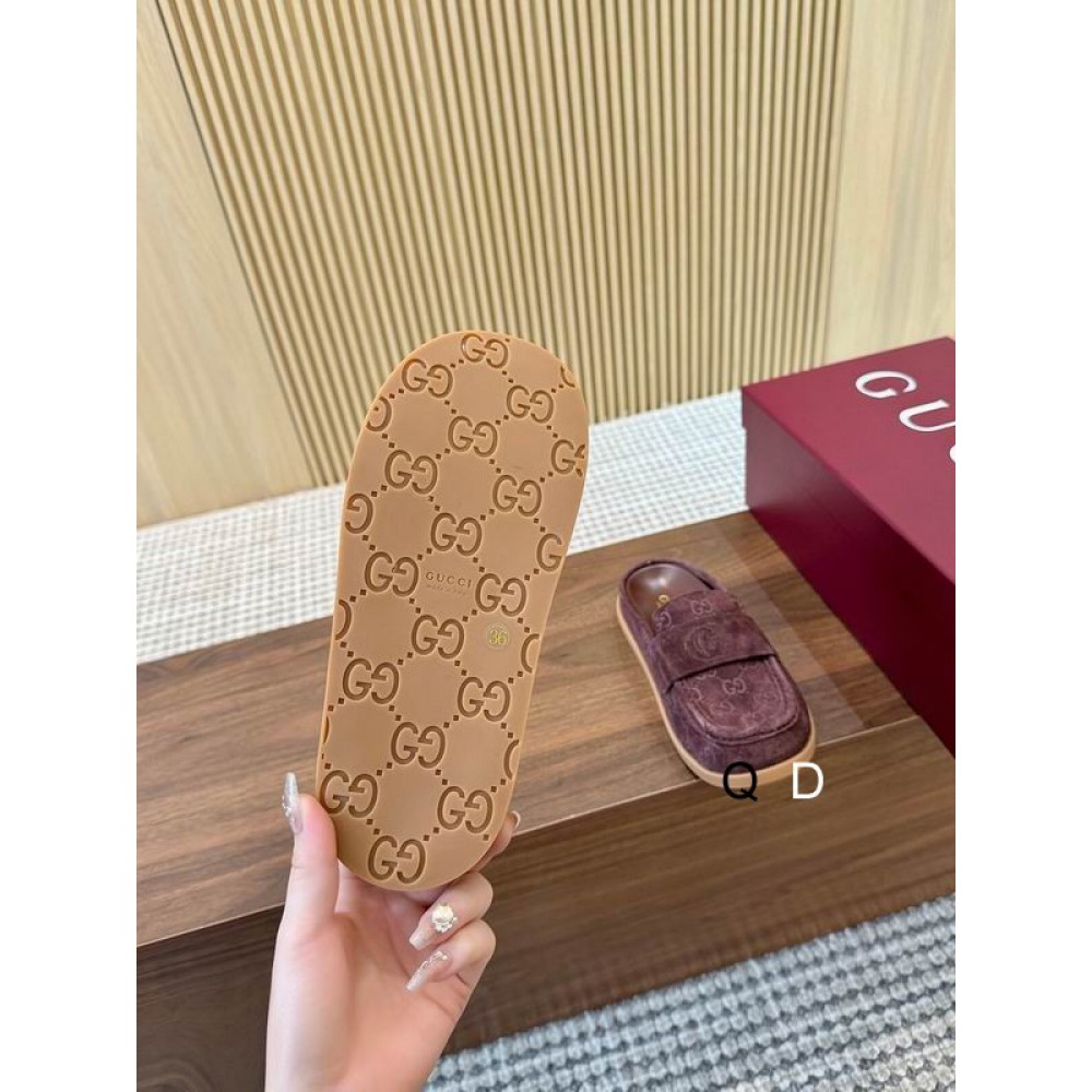 Celia Debossed suede mules brown 35-42 Shoes