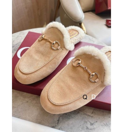Gucci shearling trimmed suede mules 36-41