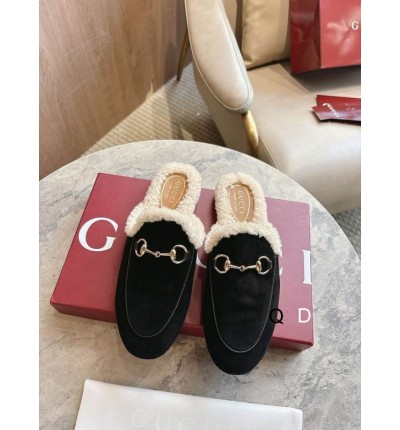 Gucci shearling trimmed suede mules 36-41
