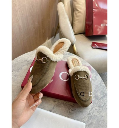 Gucci shearling trimmed suede mules 36-41