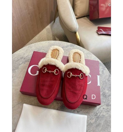Gucci shearling trimmed suede mules 36-41