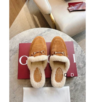 Gucci shearling trimmed suede mules 36-41
