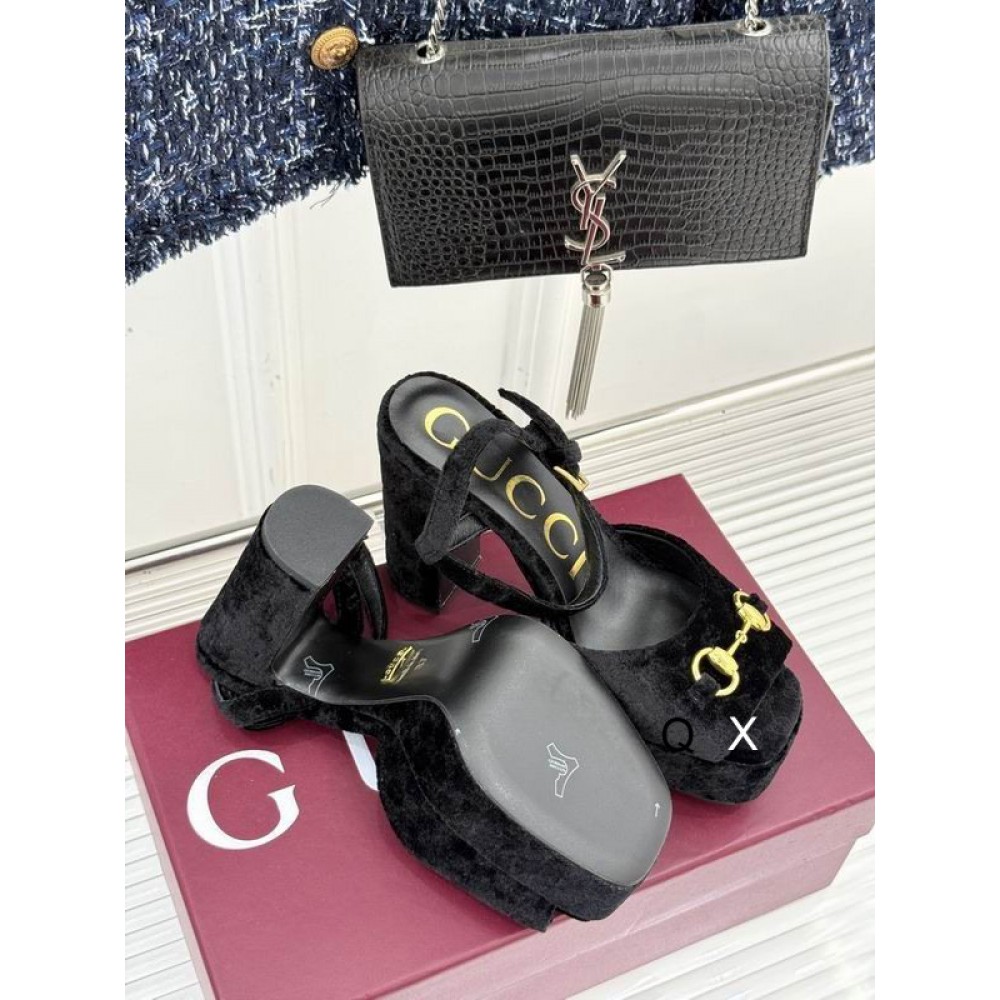 Gucci horsebit platforms velvet 36-41 11.5cm heel Shoes