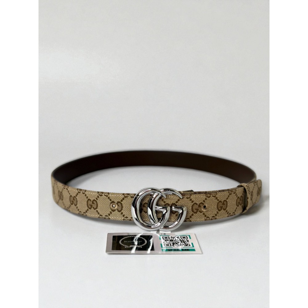 Gucci belt 3cm marmont beige and ebony Original GG canvas