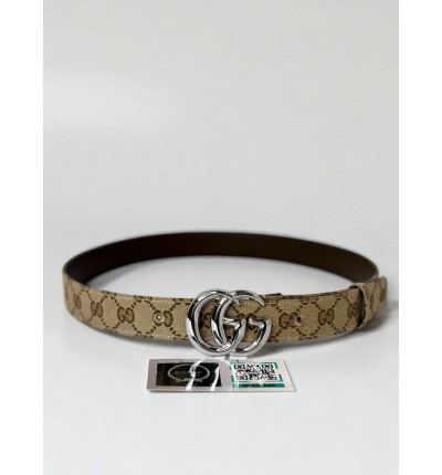 Gucci belt 3cm marmont beige and ebony Original GG canvas