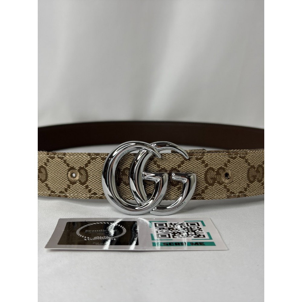Gucci belt 3cm marmont beige and ebony Original GG canvas