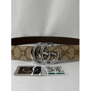 Gucci belt 3cm marmont beige and ebony Original GG canvas