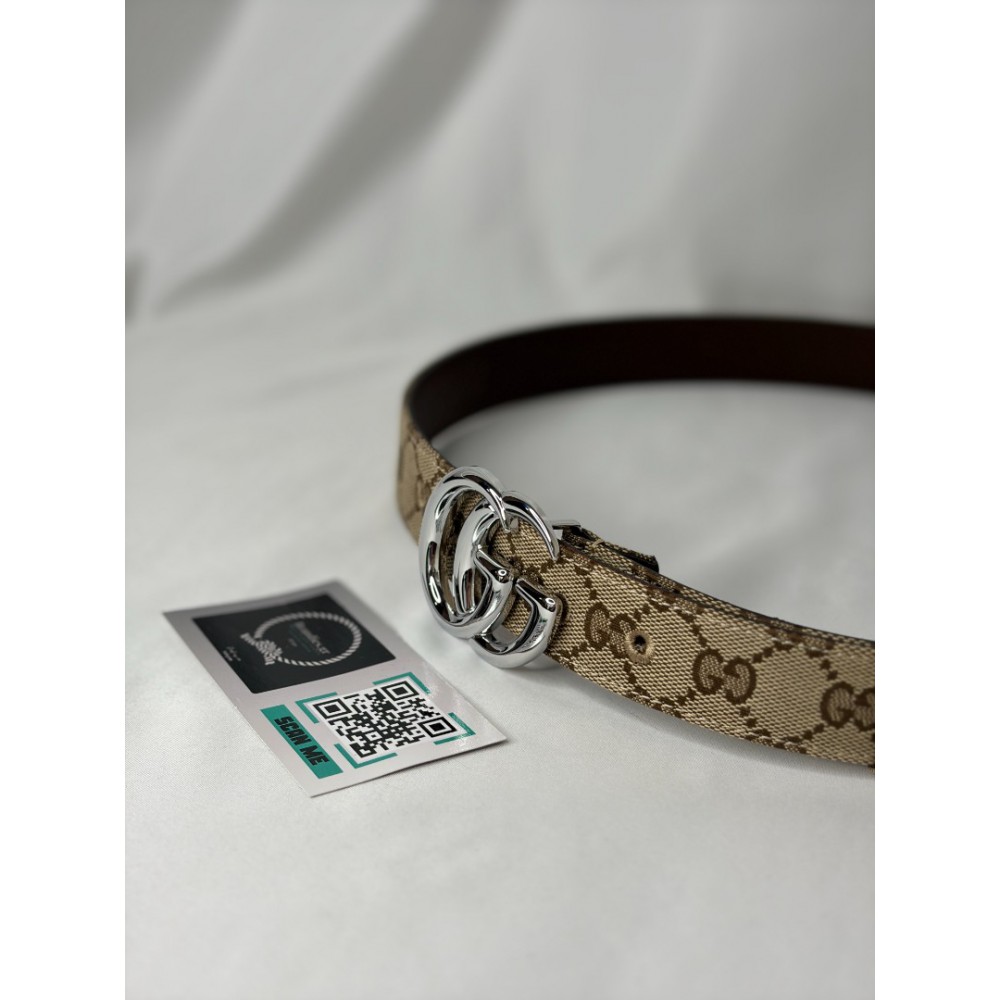 Gucci belt 3cm marmont beige and ebony Original GG canvas