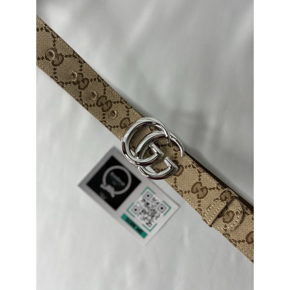 Gucci belt 3cm marmont beige and ebony Original GG canvas