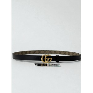 Gucci Reversible Marmont beige GG Supreme and black leather 2cm Accesories