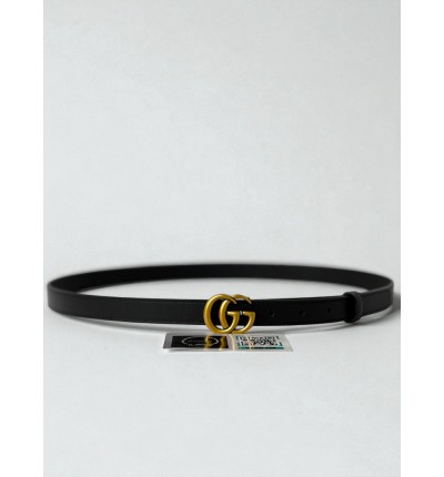 Gucci GG Marmont thin belt 2cm black leather