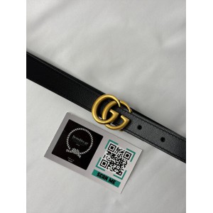 Gucci GG Marmont thin belt 2cm black leather Accesories