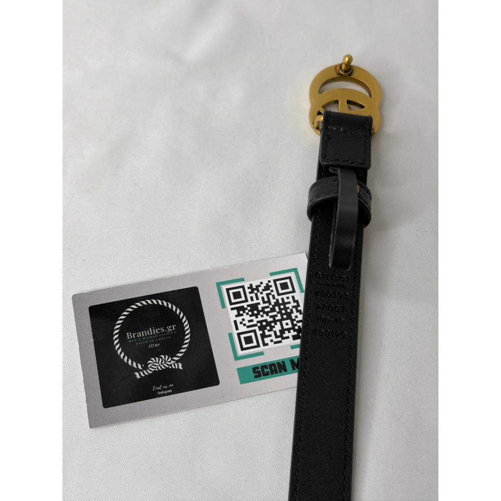 Gucci GG Marmont thin belt 2cm black leather Accesories