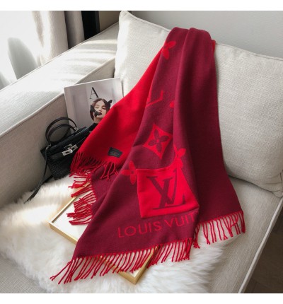 Lv scarf 180x65cm red monogram 