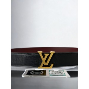 Lv Heritage 3.5cm reversible rosso - black belt  Accesories