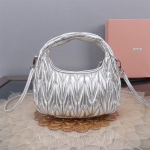 Miu Miu Wander Matelassé Satin Hobo Bag 23X13X7cm Bags