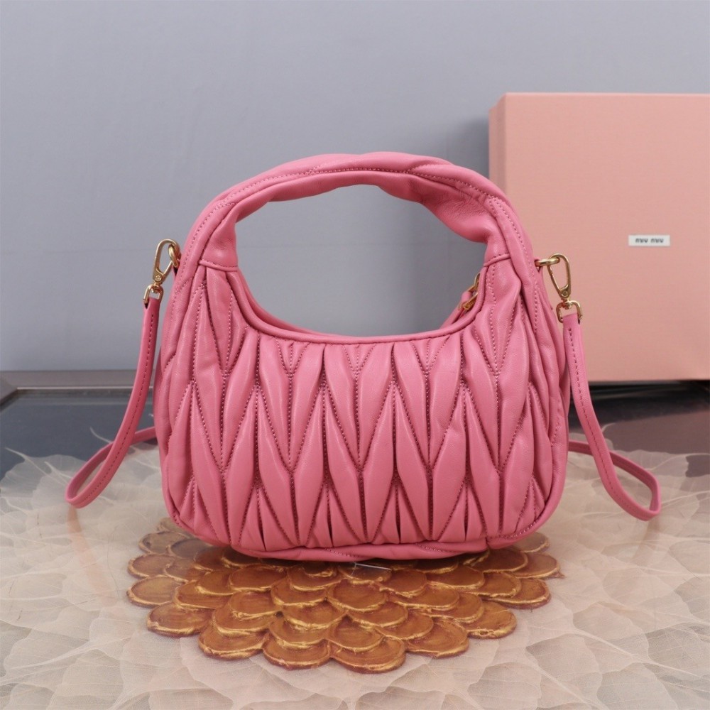 Miu Miu Wander Matelassé Satin Hobo Bag 23X13X7cm Bags