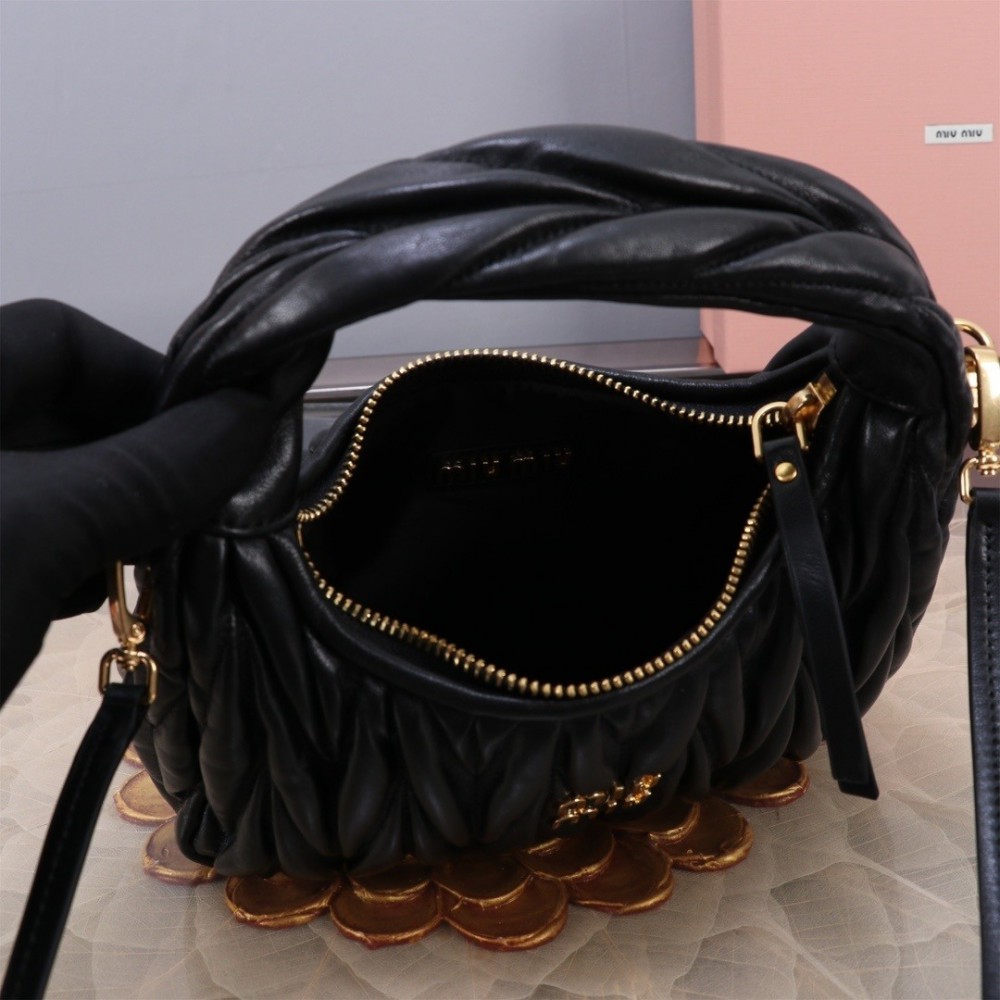 Miu Miu Wander Matelassé Satin Hobo Bag 23X13X7cm Bags