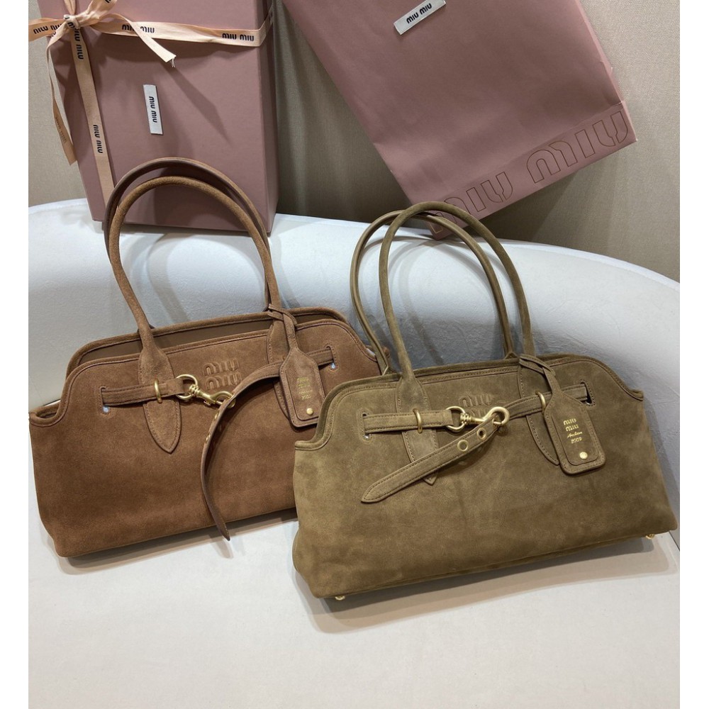 Miu Miu Aventure suede leather handbag 45x24x14cm