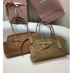 Miu Miu Aventure suede leather handbag 45x24x14cm