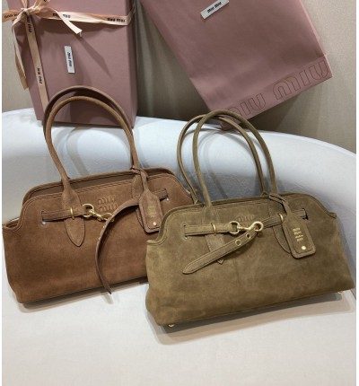 Miu Miu Aventure suede leather handbag 45x24x14cm