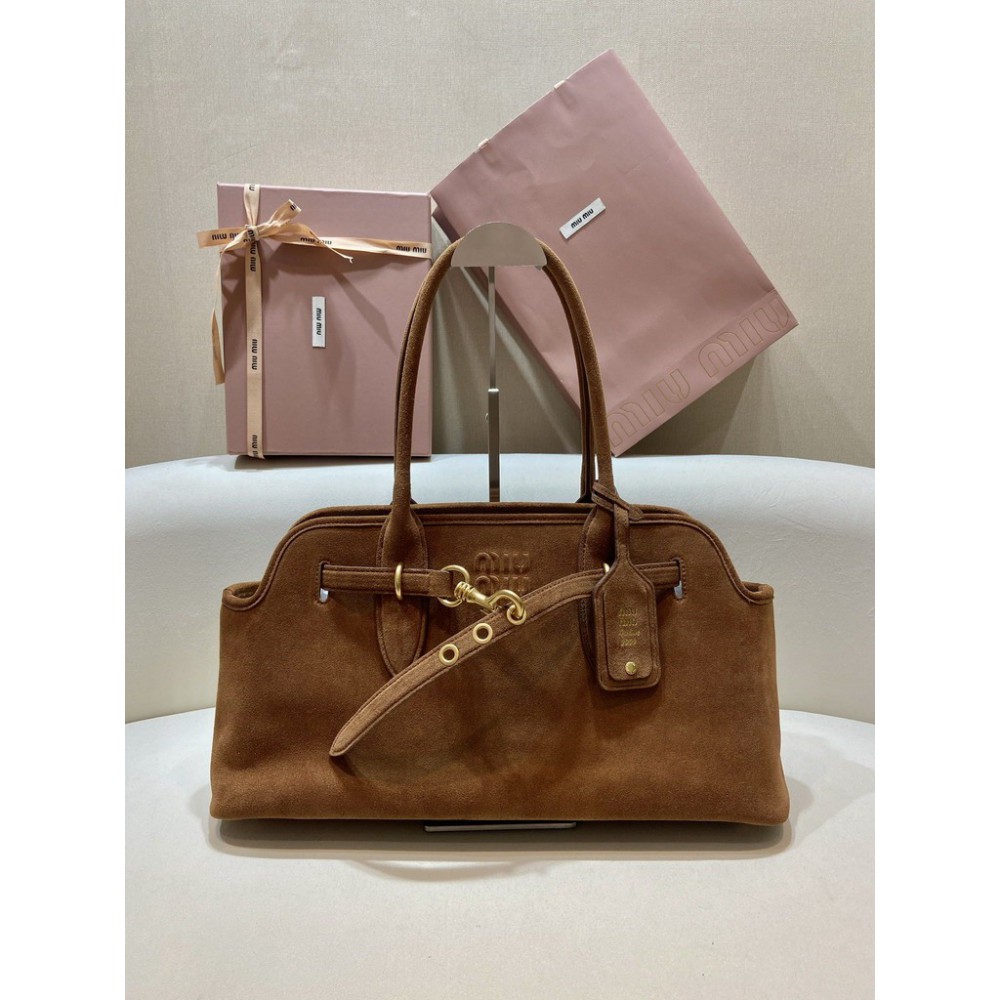 Miu Miu Aventure suede leather handbag 45x24x14cm