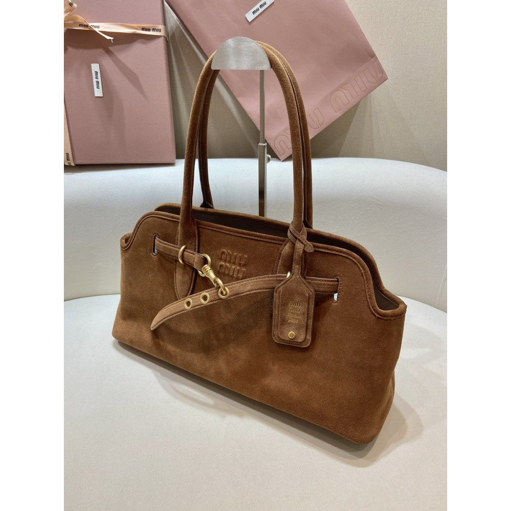 Miu Miu Aventure suede leather handbag 45x24x14cm