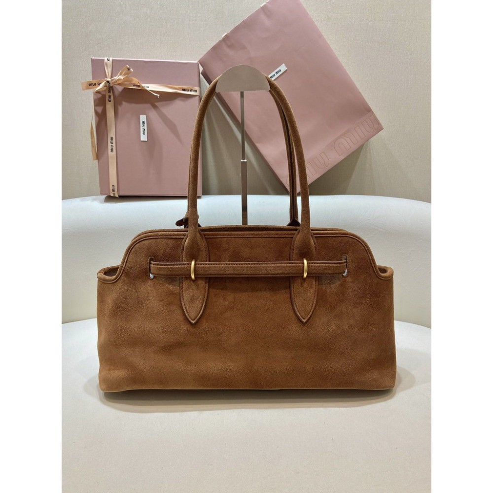 Miu Miu Aventure suede leather handbag 45x24x14cm