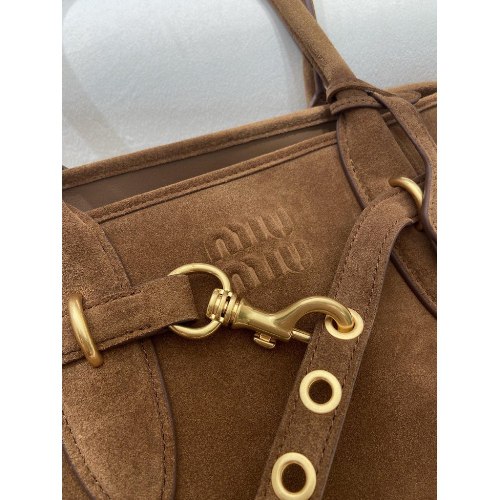 Miu Miu Aventure suede leather handbag 45x24x14cm