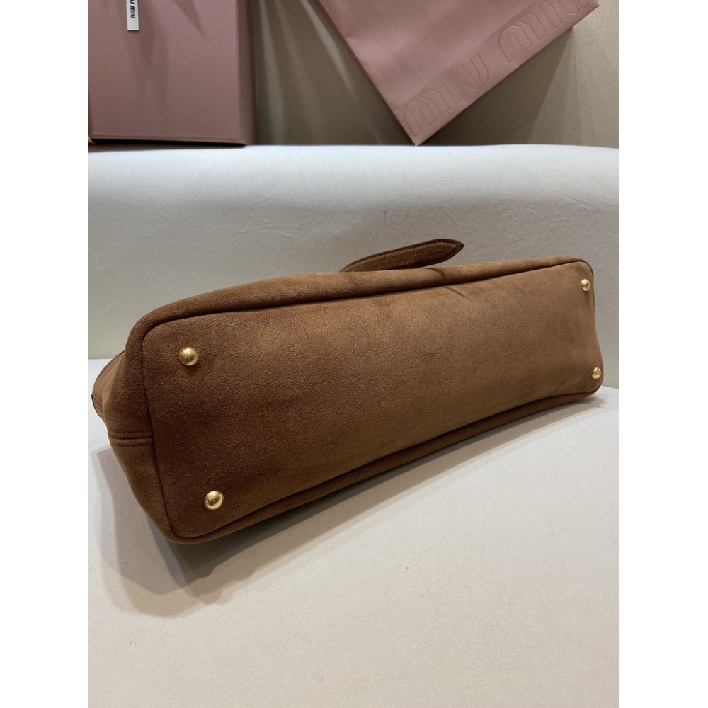 Miu Miu Aventure suede leather handbag 45x24x14cm
