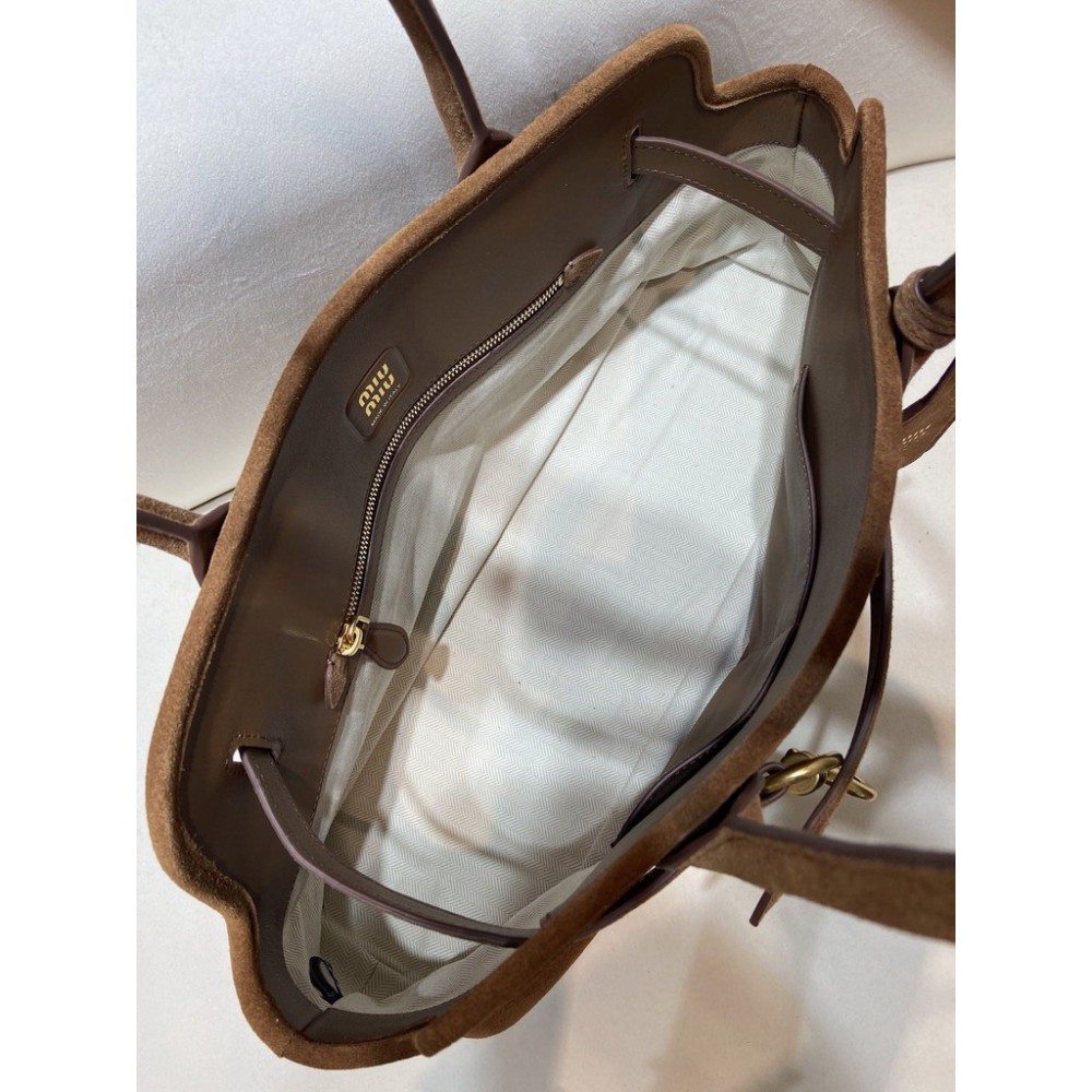 Miu Miu Aventure suede leather handbag 45x24x14cm