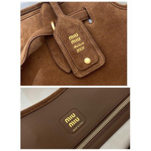 Miu Miu Aventure suede leather handbag 45x24x14cm