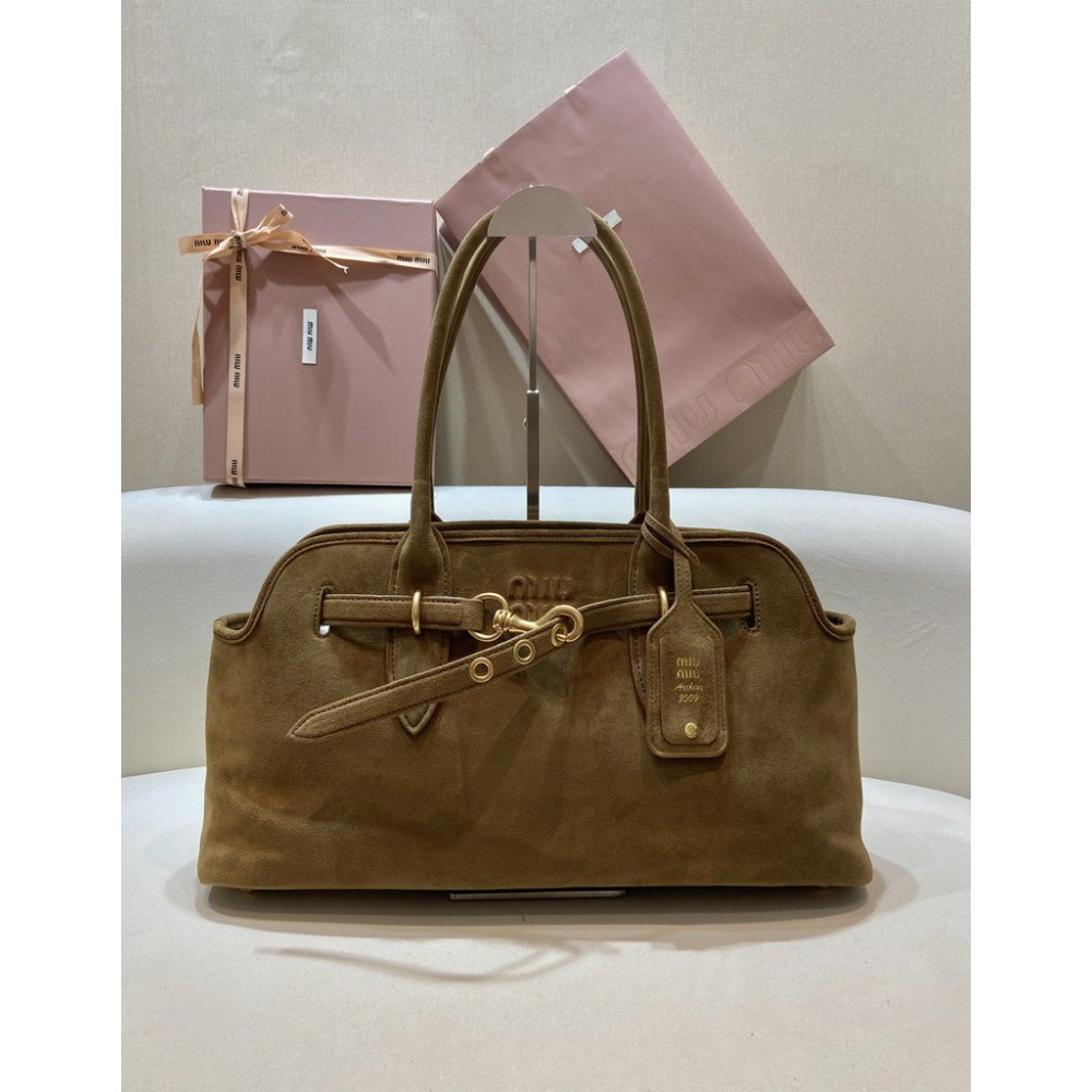 Miu Miu Aventure suede leather handbag 45x24x14cm